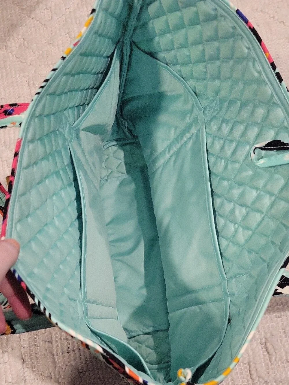 Vera Bradley Aqua Multi-Color Patterned Vintage Vera Tote